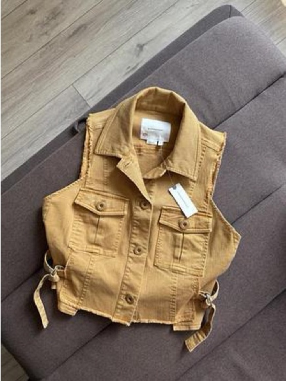 Anthropologie Mustard Yellow Denim Vest